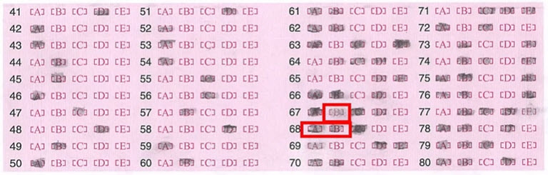 答题卡填涂擦拭不净