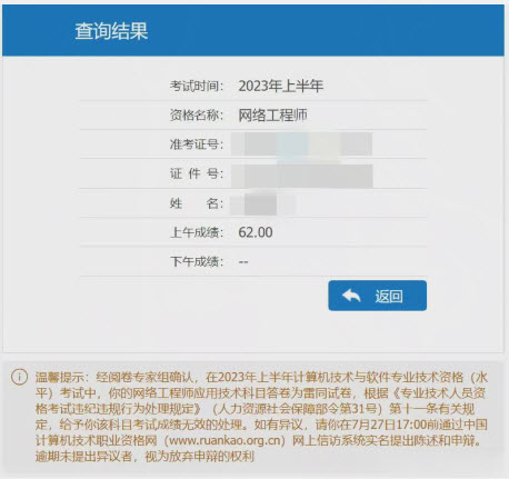 软考成绩截图