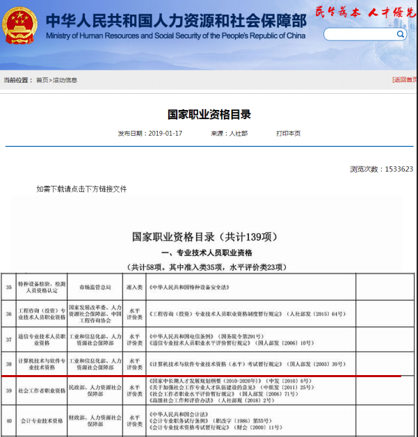 《国家职业资格目录》