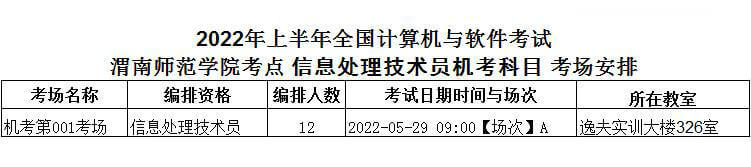 渭南师范学院考点（机考）