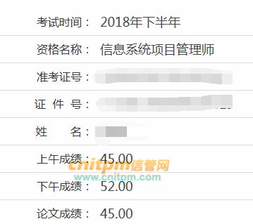 信息系统项目管理师成绩
