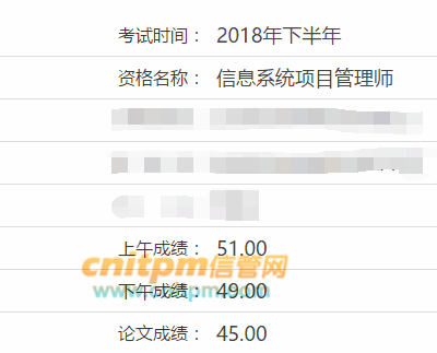 信息系统项目管理师成绩