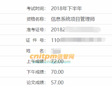 信息系统项目管理师成绩