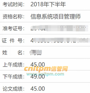 信息系统项目管理师成绩