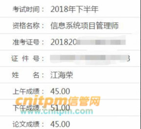 信息系统项目管理师成绩