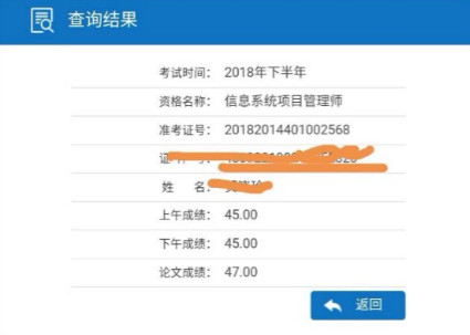 信息系统项目管理师成绩