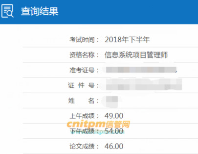 信息系统项目管理师成绩