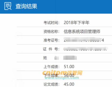 信息系统项目管理师成绩