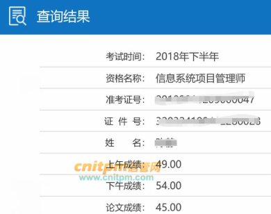 信息系统项目管理师成绩