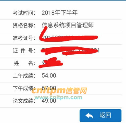 信息系统项目管理师成绩