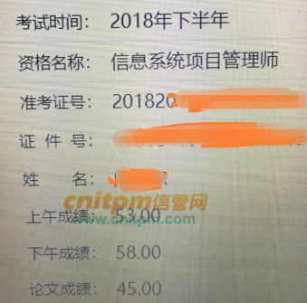 信息系统项目管理师成绩
