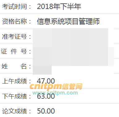 信息系统项目管理师成绩