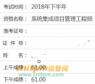 系统集成项目管理工程师成绩