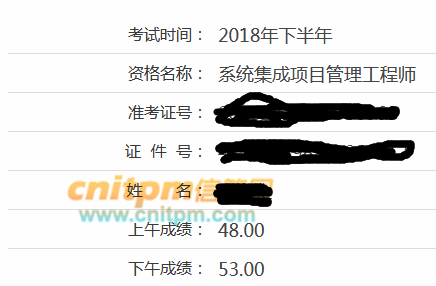 系统集成项目管理工程师成绩