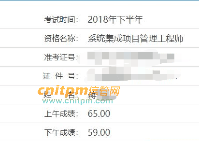 系统集成项目管理工程师成绩