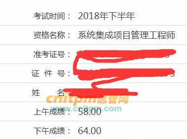 系统集成项目管理工程师成绩