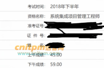 系统集成项目管理工程师成绩