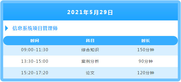 信息系统项目管理师考试时间安排
